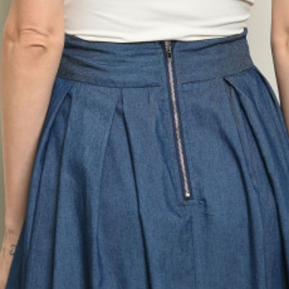 Beverly's Blue Jean Vintage Style Chambray Skirt!! - Picture 5 of 6